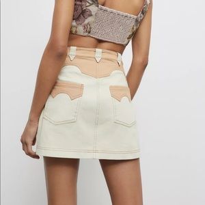 Cody Denim western mini skirt - ivory combo